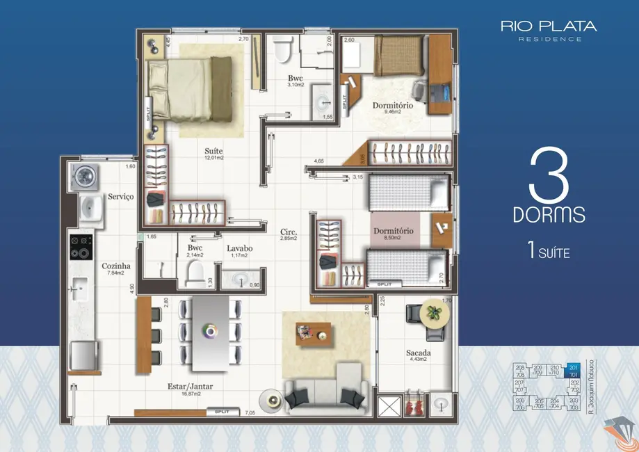 Foto 9 de Apartamento com 3 quartos à venda, 85m2 em Capoeiras, Florianopolis - SC