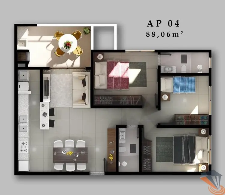 Apartamento com 3 quartos à venda, 92m2 em Centro, Biguacu - SC - imagem 8 Foto 8 de Apartamento com 3 quartos à venda, 92m2 em Centro, Biguacu - SC