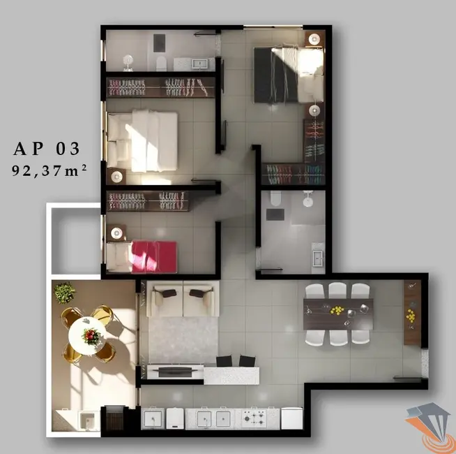 Apartamento com 2 quartos à venda, 106m2 em Centro, Biguacu - SC - imagem 7 Foto 7 de Apartamento com 2 quartos à venda, 106m2 em Centro, Biguacu - SC