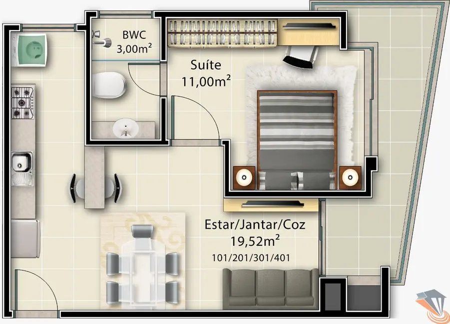 Foto 8 de Apartamento com 1 quarto à venda, 58m2 em Trindade, Florianopolis - SC