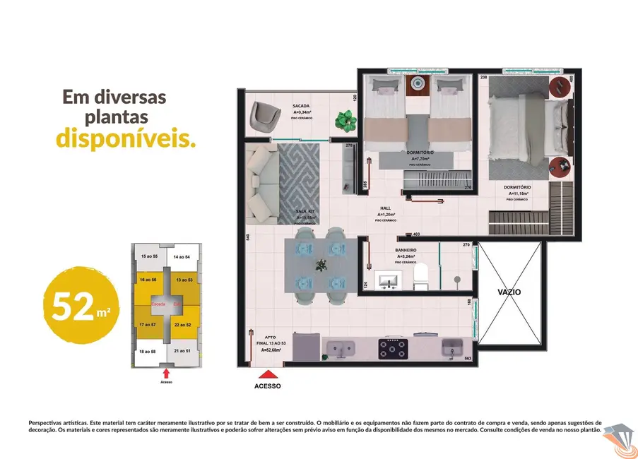 Apartamento com 2 quartos à venda, 53m2 em Fundos, Biguacu - SC - imagem 8 Foto 8 de Apartamento com 2 quartos à venda, 53m2 em Fundos, Biguacu - SC