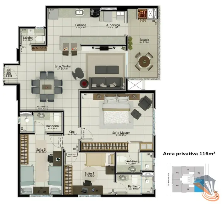 Foto 6 de Apartamento com 2 quartos à venda, 124m2 em Jardim Atlântico, Florianopolis - SC