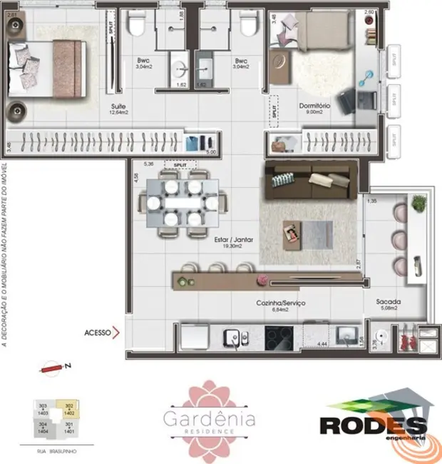 Foto 9 de Apartamento com 2 quartos à venda, 68m2 em Kobrasol, Sao Jose - SC