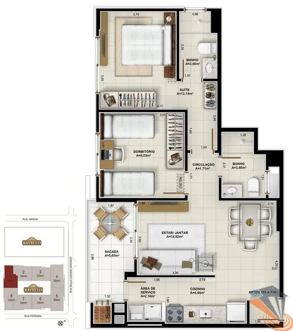 Foto 5 de Apartamento com 2 quartos à venda, 66m2 em Pagani, Palhoca - SC