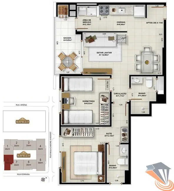 Foto 7 de Apartamento com 2 quartos à venda, 66m2 em Pagani, Palhoca - SC