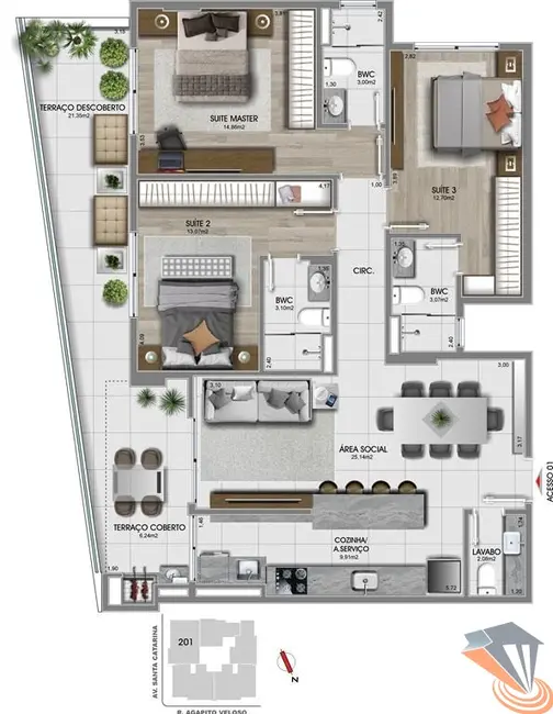 Foto 9 de Apartamento com 3 quartos à venda, 169m2 em Canto, Florianopolis - SC