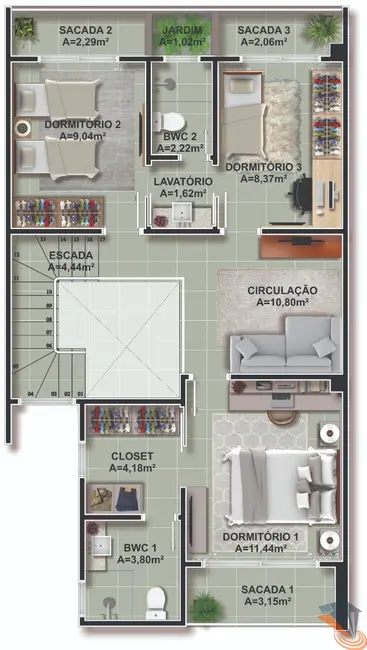 Foto 6 de Casa de Condomínio com 3 quartos à venda, 178m2 em Beira Rio, Biguacu - SC
