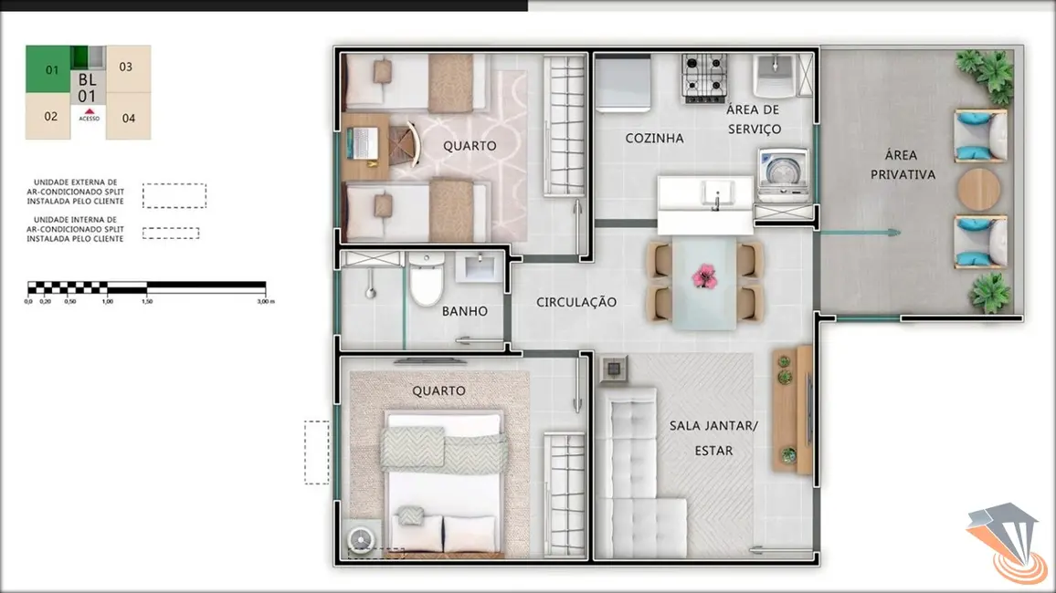 Foto 9 de Apartamento com 2 quartos à venda, 43m2 em Serraria, Sao Jose - SC