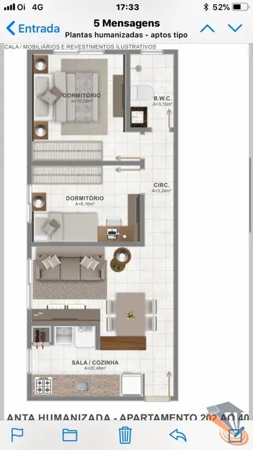 Foto 7 de Apartamento com 2 quartos à venda, 51m2 em Serraria, Sao Jose - SC