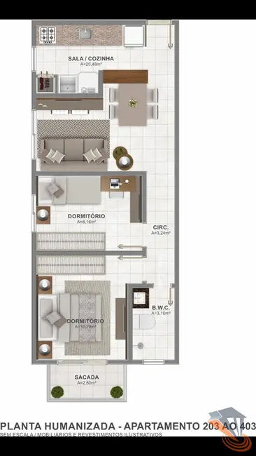 Foto 6 de Apartamento com 2 quartos à venda, 51m2 em Serraria, Sao Jose - SC