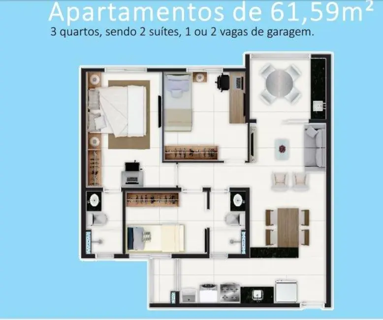 Foto 8 de Apartamento com 3 quartos à venda, 62m2 em Bela Vista, Fortaleza - CE
