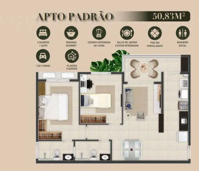 Foto 9 de Apartamento com 2 quartos à venda, 55108m2 em Engenheiro Luciano Cavalcante, Fortaleza - CE