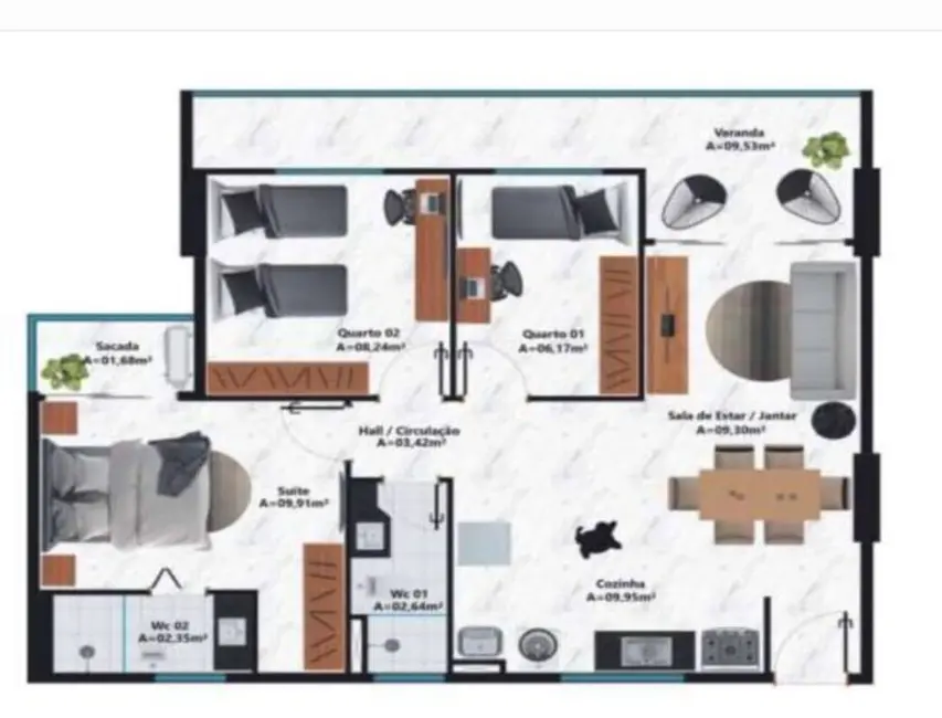 Foto 6 de Apartamento com 3 quartos à venda, 6874m2 em Damas, Fortaleza - CE