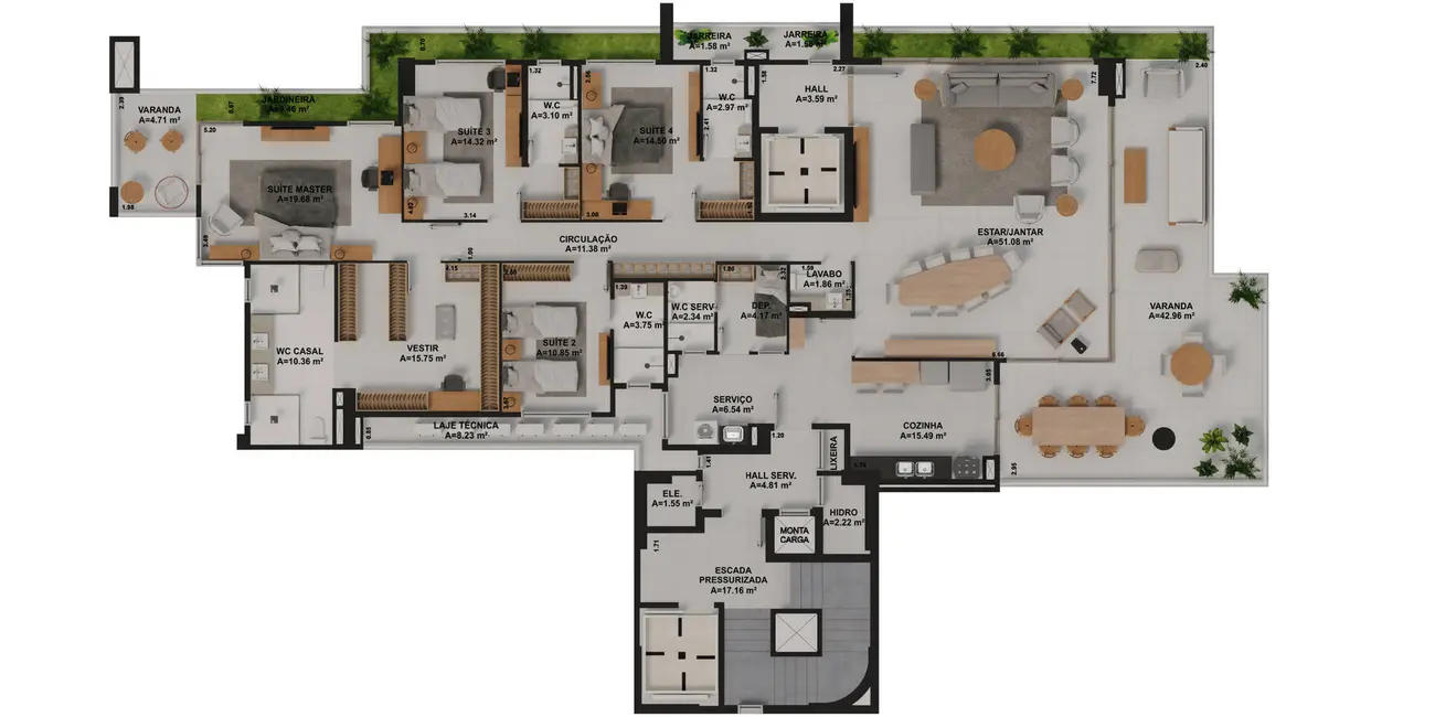 Foto 6 de Apartamento com 4 quartos à venda, 205302m2 em Cocó, Fortaleza - CE