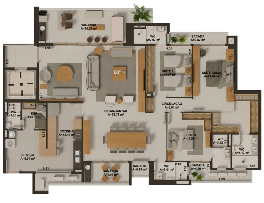 Foto 4 de Apartamento com 4 quartos à venda, 205302m2 em Cocó, Fortaleza - CE