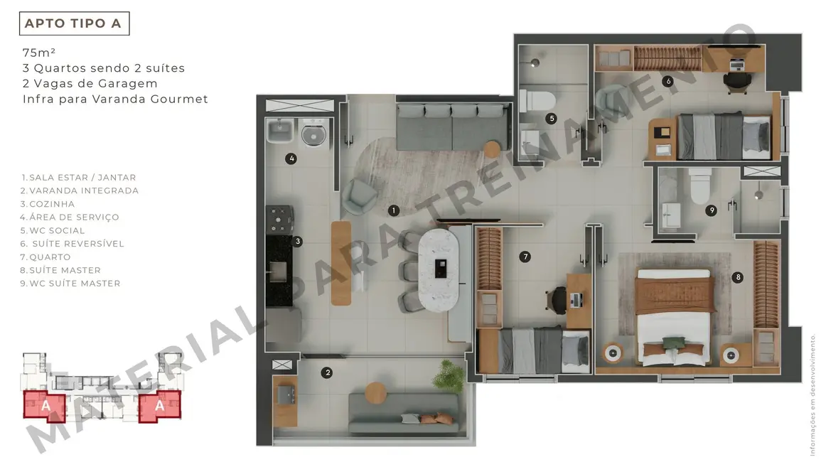 Foto 8 de Apartamento com 2 quartos à venda, 64m2 em Papicu, Fortaleza - CE