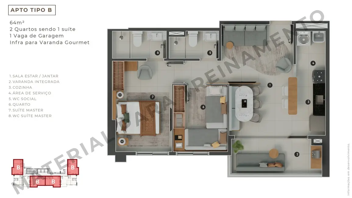 Foto 9 de Apartamento com 2 quartos à venda, 64m2 em Papicu, Fortaleza - CE