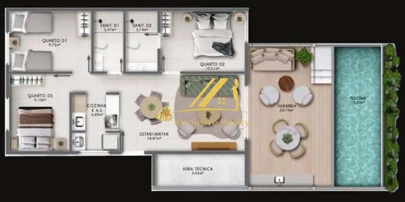 Apartamento com 2 quartos à venda, 86m2 em Mata De Sao Joao - BA - imagem 5 Foto 5 de Apartamento com 2 quartos à venda, 86m2 em Mata De Sao Joao - BA