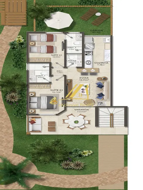 Apartamento com 2 quartos à venda, 70m2 em Camacari - BA - imagem 3 Foto 3 de Apartamento com 2 quartos à venda, 70m2 em Camacari - BA