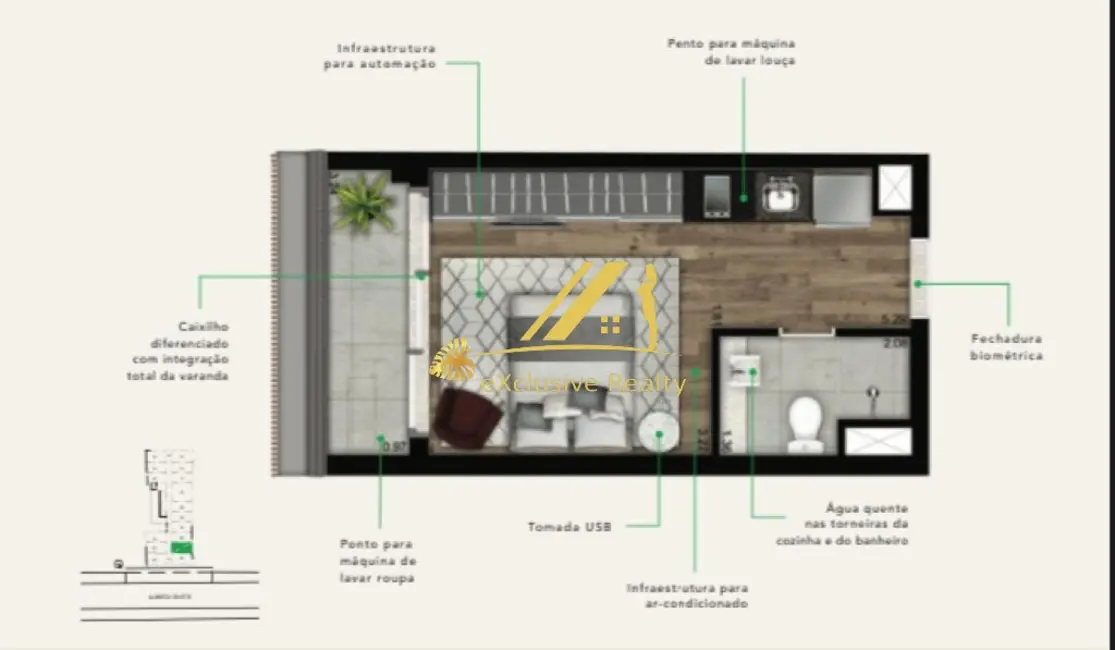 Apartamento com 1 quarto à venda, 34m2 em Cerqueira César, São Paulo - SP - imagem 4 Foto 4 de Apartamento com 1 quarto à venda, 34m2 em Cerqueira César, São Paulo - SP