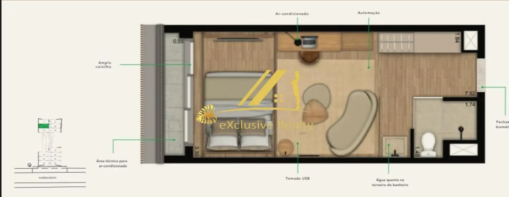 Apartamento com 1 quarto à venda, 34m2 em Cerqueira César, São Paulo - SP - imagem 8 Foto 8 de Apartamento com 1 quarto à venda, 34m2 em Cerqueira César, São Paulo - SP