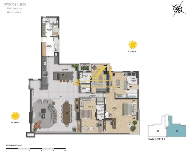 Apartamento com 4 quartos à venda, 222m2 em Pituba, Salvador - BA - imagem 3 Foto 3 de Apartamento com 4 quartos à venda, 222m2 em Pituba, Salvador - BA