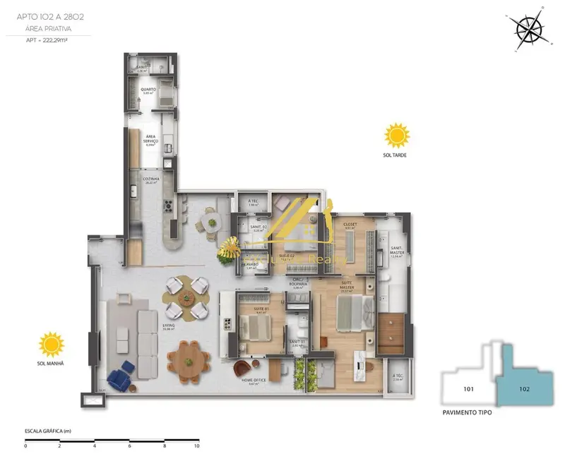 Apartamento com 4 quartos à venda, 222m2 em Pituba, Salvador - BA - imagem 6 Foto 6 de Apartamento com 4 quartos à venda, 222m2 em Pituba, Salvador - BA