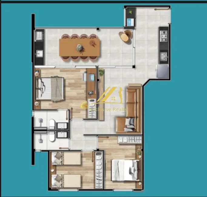Apartamento com 3 quartos à venda, 80m2 em Camacari - BA - imagem 2 Foto 2 de Apartamento com 3 quartos à venda, 80m2 em Camacari - BA
