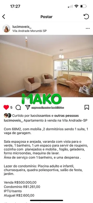 Apartamento com 2 quartos à venda e para alugar, 68m2 em Vila Andrade, São Paulo - SP - imagem 5 Foto 5 de Apartamento com 2 quartos à venda e para alugar, 68m2 em Vila Andrade, São Paulo - SP
