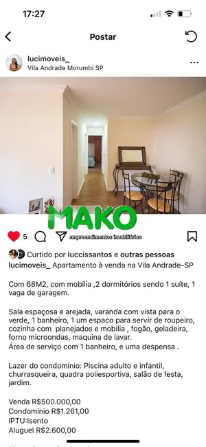 Apartamento com 2 quartos à venda e para alugar, 68m2 em Vila Andrade, São Paulo - SP - imagem 1 Foto 1 de Apartamento com 2 quartos à venda e para alugar, 68m2 em Vila Andrade, São Paulo - SP