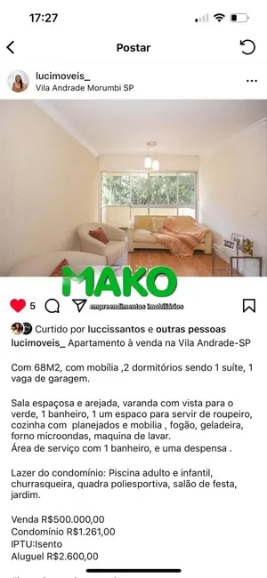 Apartamento com 2 quartos à venda e para alugar, 68m2 em Vila Andrade, São Paulo - SP - imagem 3 Foto 3 de Apartamento com 2 quartos à venda e para alugar, 68m2 em Vila Andrade, São Paulo - SP