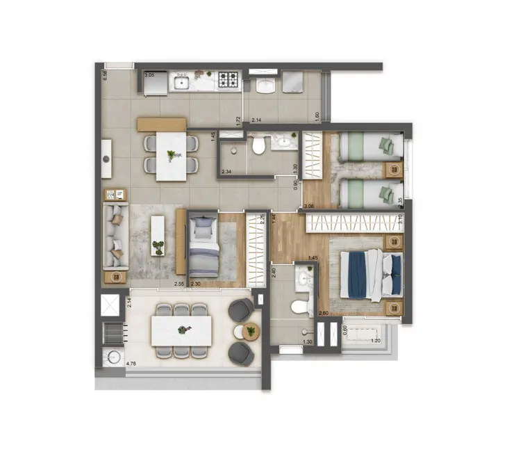 Foto 4 de Apartamento com 3 quartos à venda, 80m2 em Chácara Seis de Outubro, São Paulo - SP