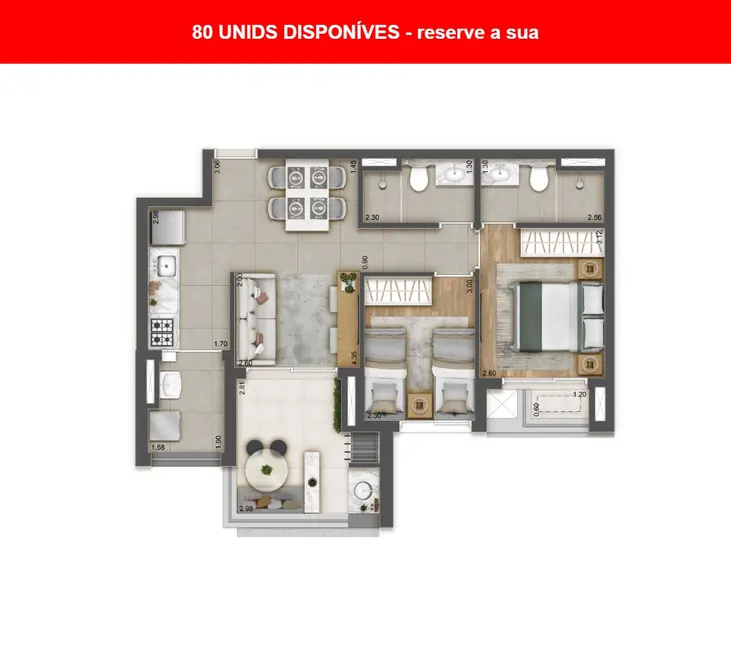 Foto 2 de Apartamento com 2 quartos à venda, 64m2 em Chácara Seis de Outubro, São Paulo - SP