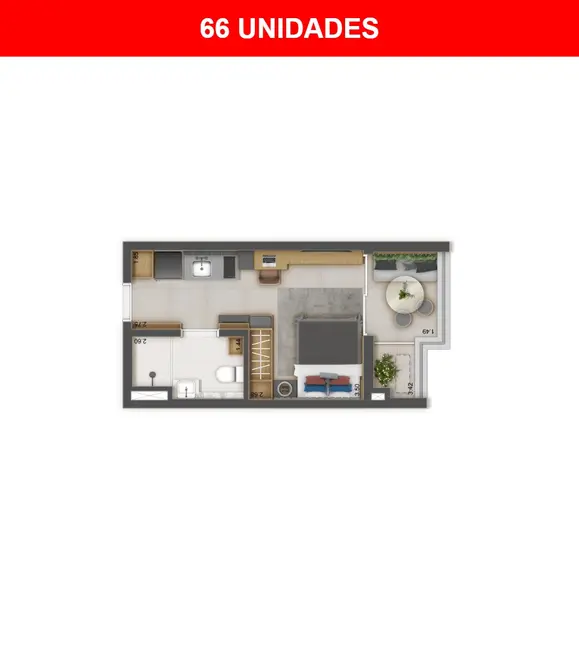Foto 3 de Apartamento com 1 quarto à venda, 27m2 em Chácara Seis de Outubro, São Paulo - SP