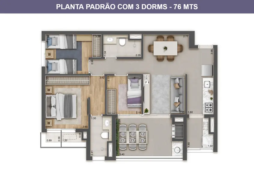 Foto 3 de Apartamento com 3 quartos à venda, 76m2 em Vila Clementino, São Paulo - SP