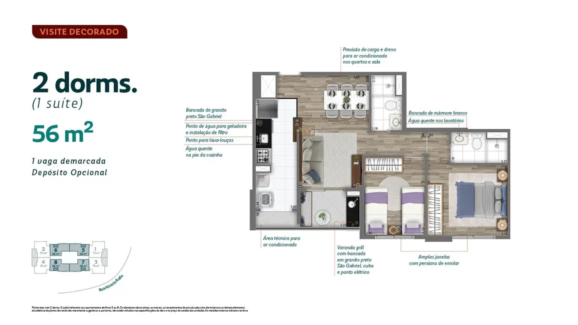 Apartamento com 2 quartos à venda, 56m2 em Vila Andrade, São Paulo - SP - imagem 3 Foto 3 de Apartamento com 2 quartos à venda, 56m2 em Vila Andrade, São Paulo - SP