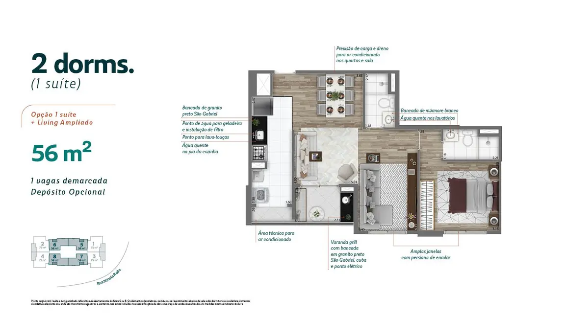 Apartamento com 2 quartos à venda, 56m2 em Vila Andrade, São Paulo - SP - imagem 2 Foto 2 de Apartamento com 2 quartos à venda, 56m2 em Vila Andrade, São Paulo - SP