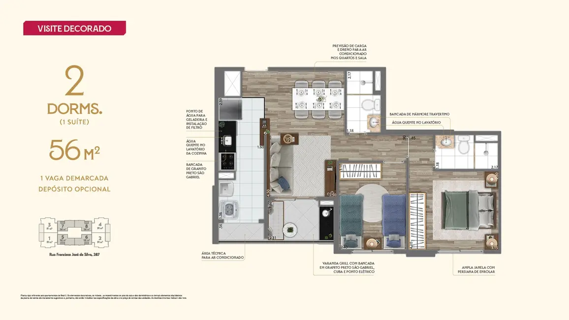 Foto 2 de Apartamento com 2 quartos à venda, 56m2 em Vila Andrade, São Paulo - SP