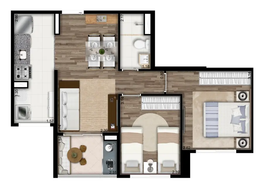 Foto 2 de Apartamento com 2 quartos à venda, 49m2 em Vila Andrade, São Paulo - SP