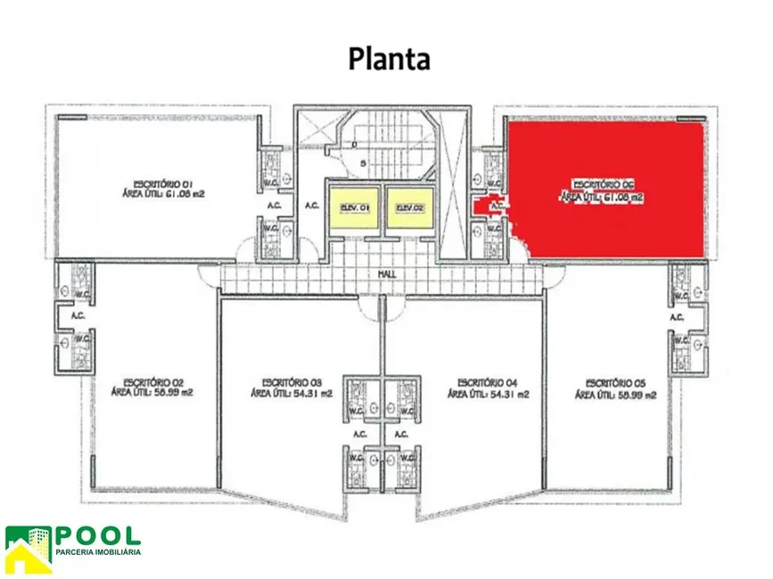 Foto 3 de Sala Comercial para alugar, 61m2 em Cidade Monções, São Paulo - SP
