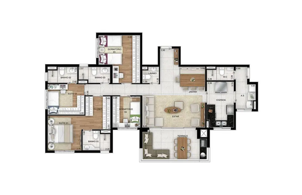 Foto 2 de Apartamento com 4 quartos à venda, 129m2 em Centro, Santo Andre - SP