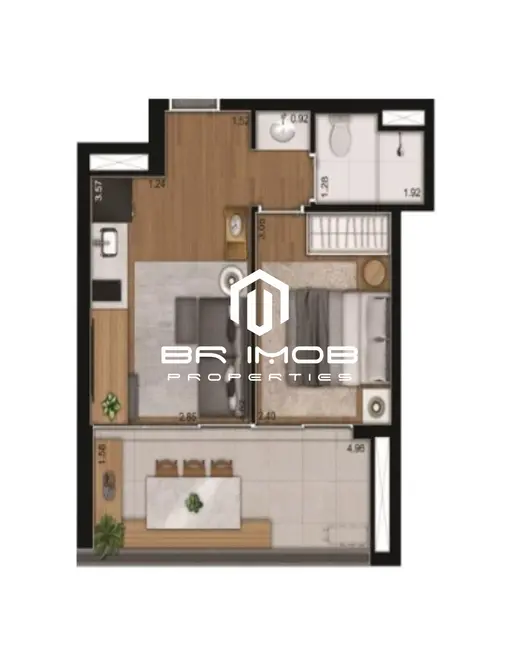 Foto 2 de Apartamento com 1 quarto à venda, 37m2 em Vila Monte Alegre, São Paulo - SP