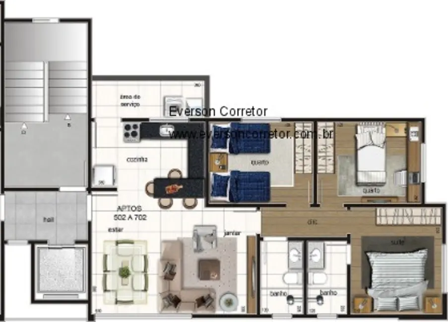 Foto 8 de Apartamento com 4 quartos à venda, 106m2 em Rio Branco, Belo Horizonte - MG