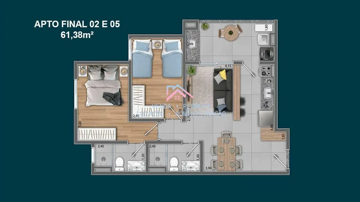 Foto 9 de Apartamento com 2 quartos à venda, 61m2 em Jardim Torres São José, Jundiai - SP