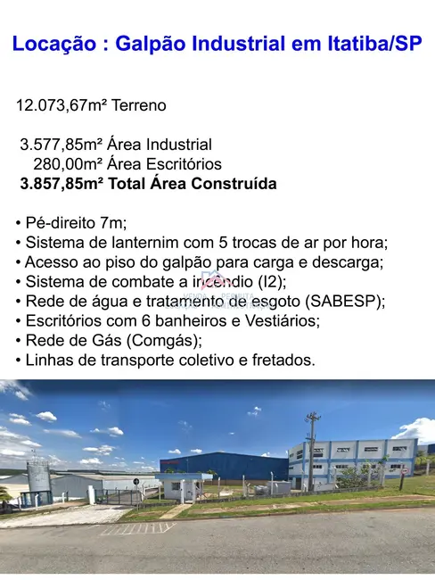 Foto 4 de Armazém / Galpão para alugar, 3858m2 em Distrito Industrial Alfredo Relo, Itatiba - SP