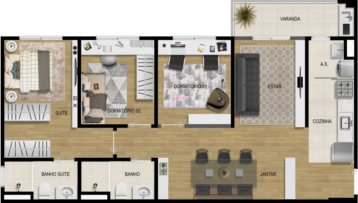 Foto 8 de Apartamento com 2 quartos à venda, 53m2 em Jardim Carolina, Jundiai - SP