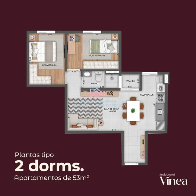 Foto 8 de Apartamento com 2 quartos à venda, 49m2 em Vila Rossi, Jundiai - SP