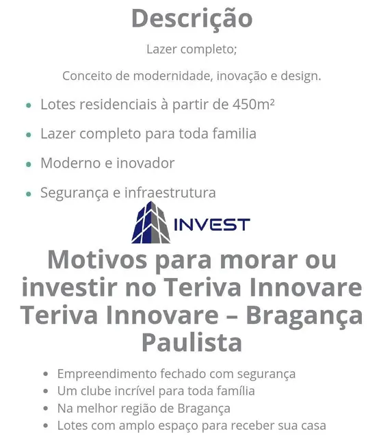 Foto 9 de Lote de Condomínio à venda, 640m2 em Braganca Paulista - SP