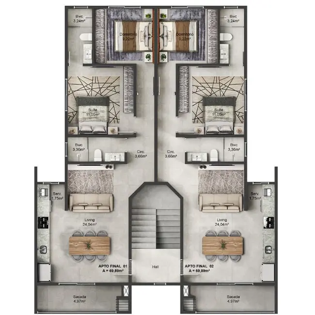 Foto 5 de Apartamento com 2 quartos à venda, 70m2 em Gravatá, Navegantes - SC