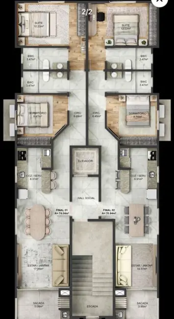 Foto 6 de Apartamento com 2 quartos à venda, 82m2 em Gravatá, Navegantes - SC